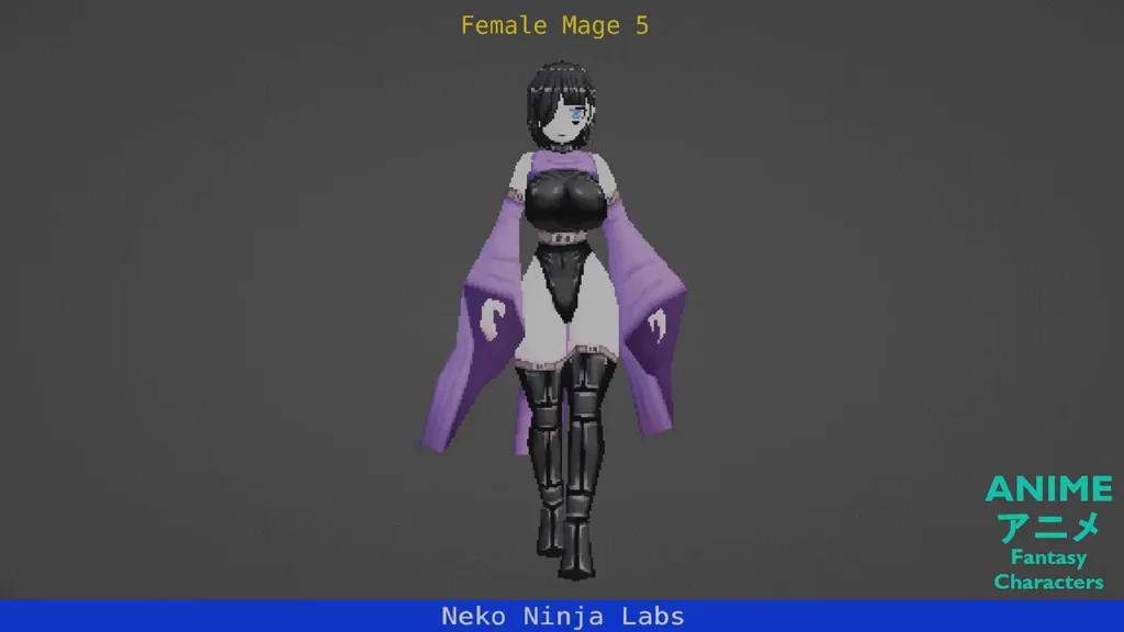 Low Poly Anime Character: Female Mage 5