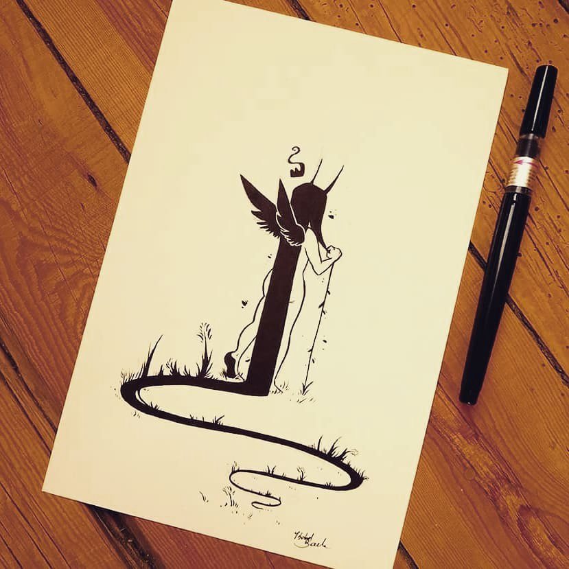 Inktober Day 18 Fallen Angels : Misfit.