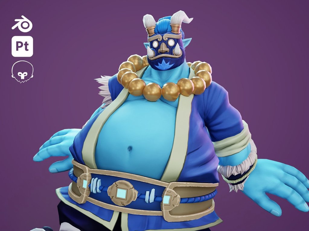Oni Shaman: Stylized handpainted character