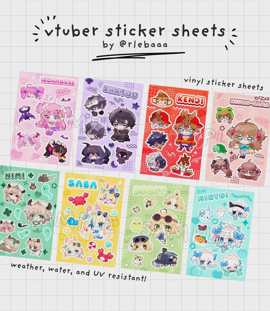 Indie VTuber Sticker Sheets