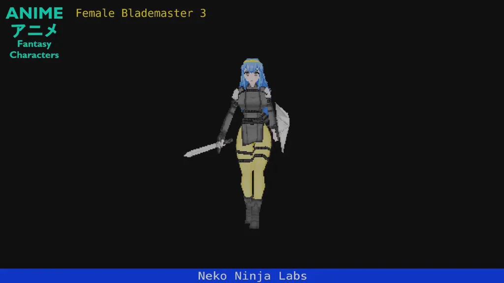 Low Poly Anime Character: Female Blademaster 3