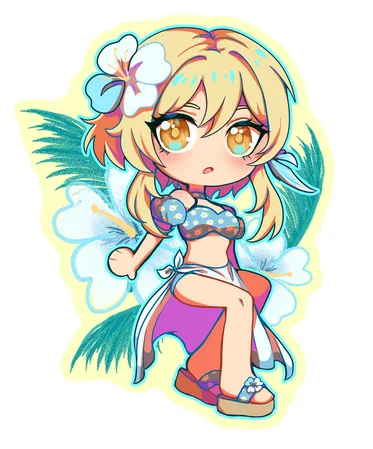 full body chibi + complex bg